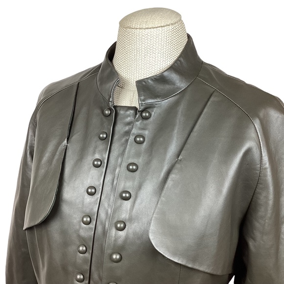 Per Se Leather Jacket Zip Up Dark Gray - Picture 10 of 14